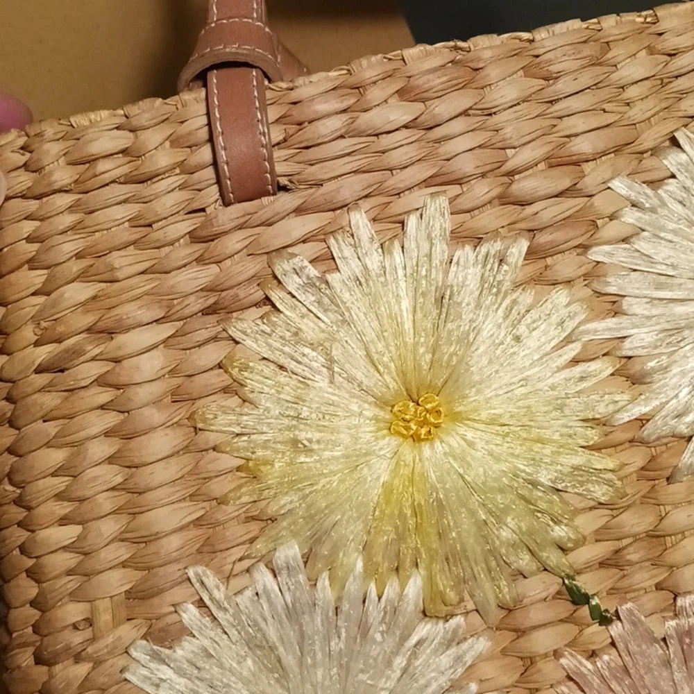 Kate Spade Vintage 90s Raffia Floral Straw Tote - Picture 10 of 13